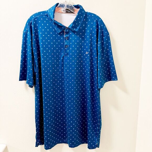 Next Flex Men’s Polo Shirt XL Blue Dot Pattern – Moisture-Wicking Stretch - Picture 1 of 4